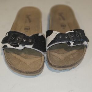 Seychelles Cow-Print Slide Sandals - Black & White